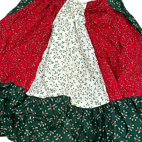 Festive Womens Holiday Patchwork Skirt With Ruffled Hem & Elastic Waist - Picture 2 of 3